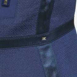 مملوكة مسبقًا Elisabetta Franchi Blue Crepe Logo Detail Blazer L