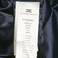 مملوكة مسبقًا Elisabetta Franchi Blue Crepe Logo Detail Blazer L