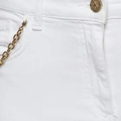 مملوكة مسبقًا بنطلون جينز إيسابيتا فرانكي قطن أبيض بتفاصيل سحر قفل سكيني مقاس وسط 29 متوسط