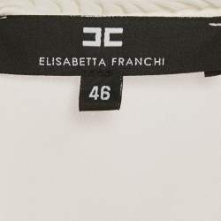 مملوكة مسبقًا إليزابيتا فرانشي فستان قصير قابل للفصل مطوي أبيض/برتقالي مقاس كبير - لارج