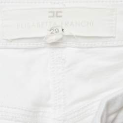 مملوكة مسبقًا Elisabetta Franchi White High Waist Denim Skinny Fit Jeans M Waist 27"