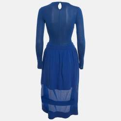 مملوكة مسبقًا Elisabetta Franchi Blue Lurex Knit Body Suit & Skirt Set M