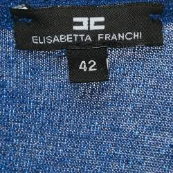 مملوكة مسبقًا Elisabetta Franchi Blue Lurex Knit Body Suit & Skirt Set M