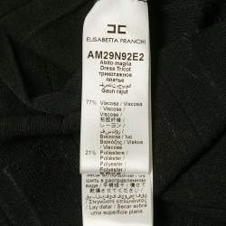 مملوكة مسبقًا فستان إليزابيتا فرانشي أسود محاك مثقب بدون أكتاف ماكسي مقاس كبير (لارج)