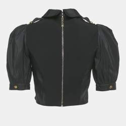 Pre Owned Elisabetta Franchi Black Polyester Bustier Crop Top M