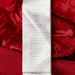 Pre Owned Elisabetta Franchi Red Crepe BBuckle Detail Pencil Skirt M