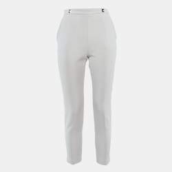 Pre Owned Elisabetta Franchi Cream Crepe Tailored Trousers S