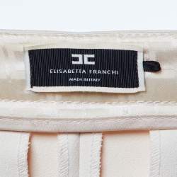 Pre Owned Elisabetta Franchi Cream Crepe Tailored Trousers S