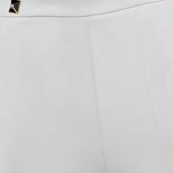 Pre Owned Elisabetta Franchi Cream Crepe Tailored Trousers S