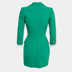 Pre Owned Elisabetta Franchi Green Crepe Blazer Dress S