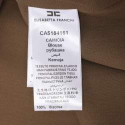 Pre Owned Elisabetta Franchi Khaki Crepe Camicia Blouse L