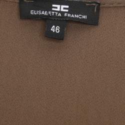 Pre Owned Elisabetta Franchi Khaki Crepe Camicia Blouse L
