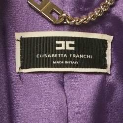 Pre Owned Elisabetta Franchi Purple Crepe Belted Jacket L