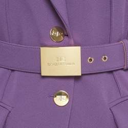 Pre Owned Elisabetta Franchi Purple Crepe Belted Jacket L
