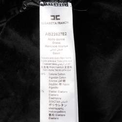 Pre Owned Elisabetta Franchi Black Velvet Logo Detail Mini Dress S