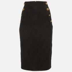 Pre Owned Elisabetta Franchi Black Lace Pencil Skirt S 