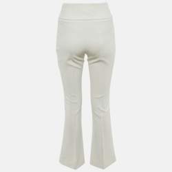 Pre Owned Elisabetta Franchi White Crepe Logo Flared Trousers S