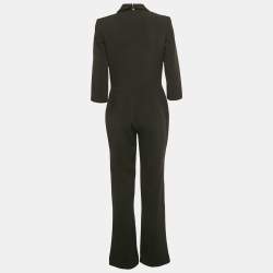 Pre Owned Elisabetta Franchi Black Crepe Button Detail Crepe Jumpsuit M