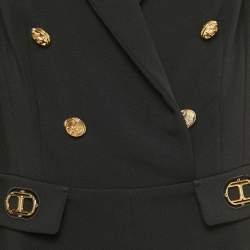 Pre Owned Elisabetta Franchi Black Crepe Button Detail Crepe Jumpsuit M
