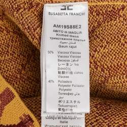 Pre Owned Elisabetta Franchi Yellow Lurex Stretch Knit Mini Dress M
