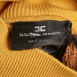 Pre Owned Elisabetta Franchi Yellow Lurex Stretch Knit Mini Dress M