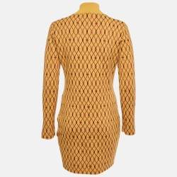 Pre Owned Elisabetta Franchi Yellow Lurex Stretch Knit Mini Dress M