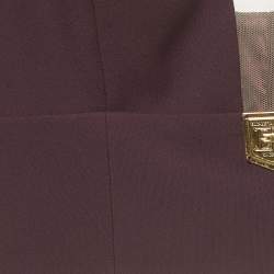 Pre Owned Elisabetta Franchi Burgundy Crepe Crop Top S