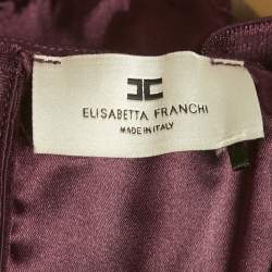 Pre Owned Elisabetta Franchi Burgundy Crepe Crop Top S