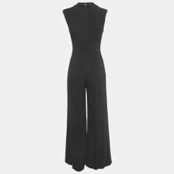 Pre Owned Elisabetta Franchi Black Crepe Double Breasted Jumpsuit S