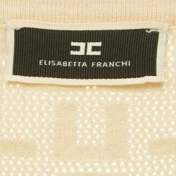 Pre Owned Elisabetta Franchi Cream Logo Jersey Bodysuit M