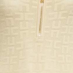 Pre Owned Elisabetta Franchi Cream Logo Jersey Bodysuit M