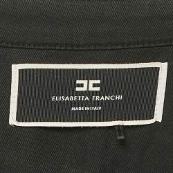 Pre Owned Elisabetta Franchi Black Denim Belted Jumpsuit M