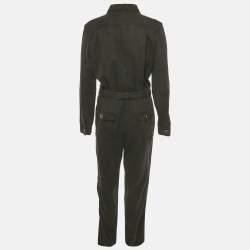 Pre Owned Elisabetta Franchi Black Denim Belted Jumpsuit M