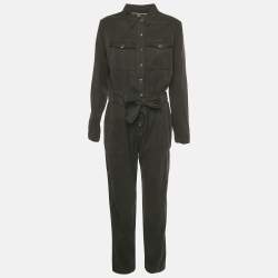 Pre Owned Elisabetta Franchi Black Denim Belted Jumpsuit M