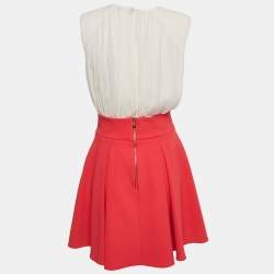 Pre Owned Elisabetta Franchi White /Pink Detachable Blouse Dress M 