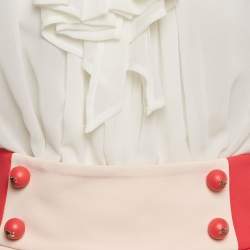 Pre Owned Elisabetta Franchi White /Pink Detachable Blouse Dress M 