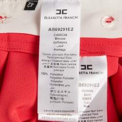 Pre Owned Elisabetta Franchi White /Pink Detachable Blouse Dress M 
