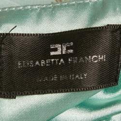 Pre Owned Elisabetta Franchi Blue Logo Print Chiffon and Crepe Jumpsuit S