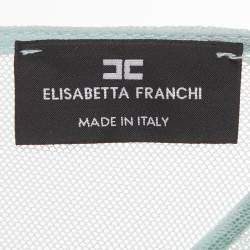 Pre Owned Elisabetta Franchi Aqua Green Embellished Star Detail Mesh Body Suit M