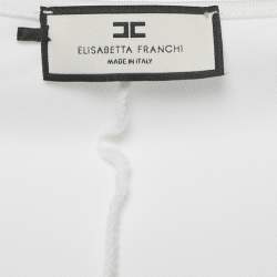 Pre Owned Elisabetta Franchi White Jersey Cut -Out Chain Detail Maxi Dress S 