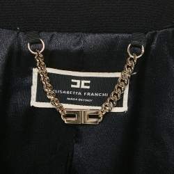 Pre Owned Elisabetta Franchi Black Crepe Peplum Jacket S