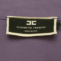 Pre Owned Elisabetta Franchi Purple Crepe Knot Detail Cropped Blouse S 
