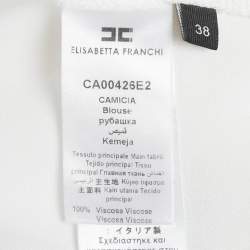 Pre Owned Elisabetta Franchi White Crepe Knot Detail Cropped Blouse S