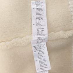 Pre Owned Elisabetta Franchi Cream Knitted Mohair Blend Fringes Cropped Jacket S