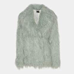 Pre Owned Elisabetta Franchi Mint Faux Fur Blazer S