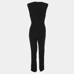 Pre Owned Elisabetta Franchi Black/Cream Crepe Jumpsuit S