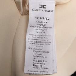 Pre Owned Elisabetta Franchi Black/Cream Crepe Jumpsuit S