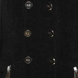 Pre Owned Elisabetta Franchi Black Wool Blend Fringes Buttoned Jacket S
