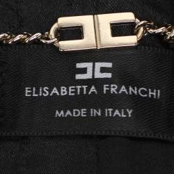 Pre Owned Elisabetta Franchi Black Wool Blend Fringes Buttoned Jacket S