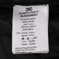 Pre Owned Elisabetta Franchi Black Denim and Faux Fur Cropped Jacket S